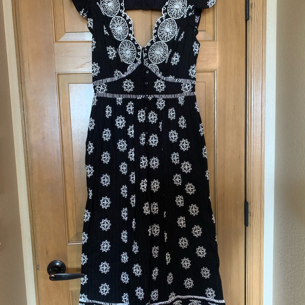 Black and White Embroidered Maxi Dress